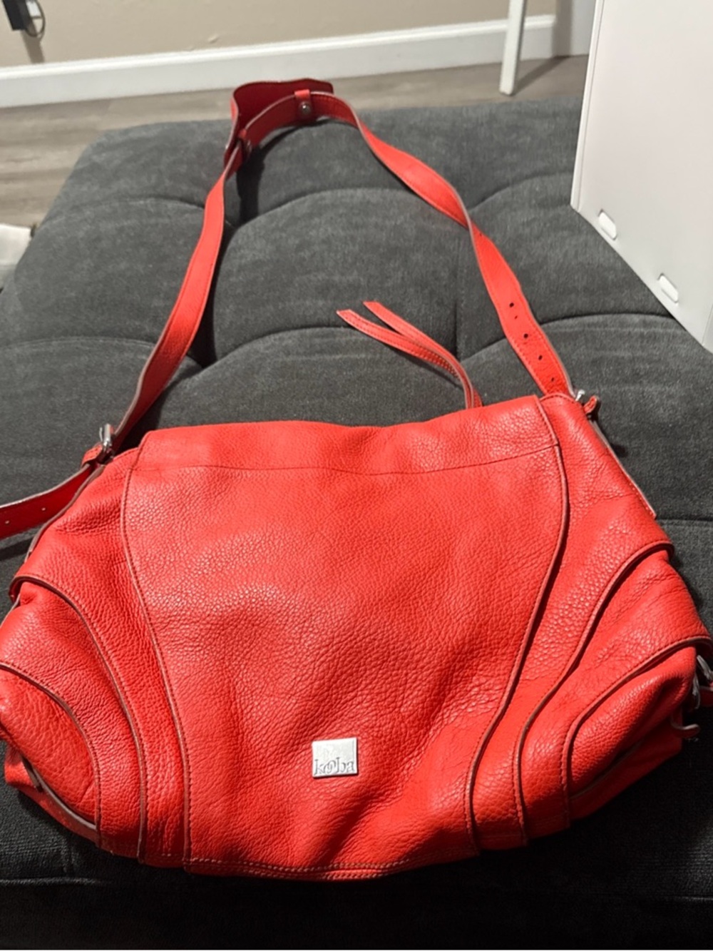 Kooba Vibrant Tangerine Leather Shoulder Bag